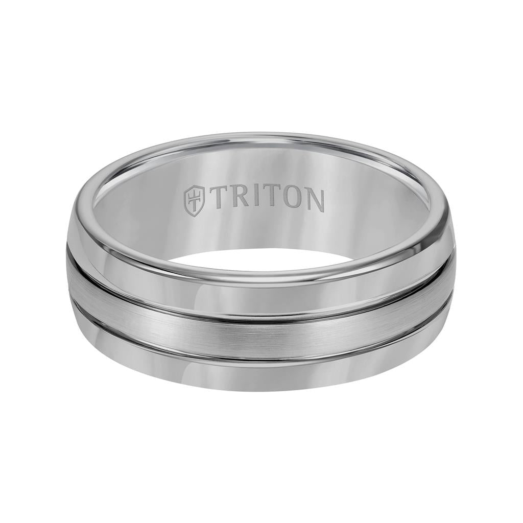 Triton White Tungsten Carbide Domed Wedding Band – 8mm