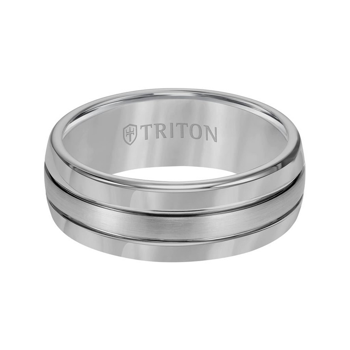 Triton White Tungsten Carbide Domed Wedding Band – 8mm