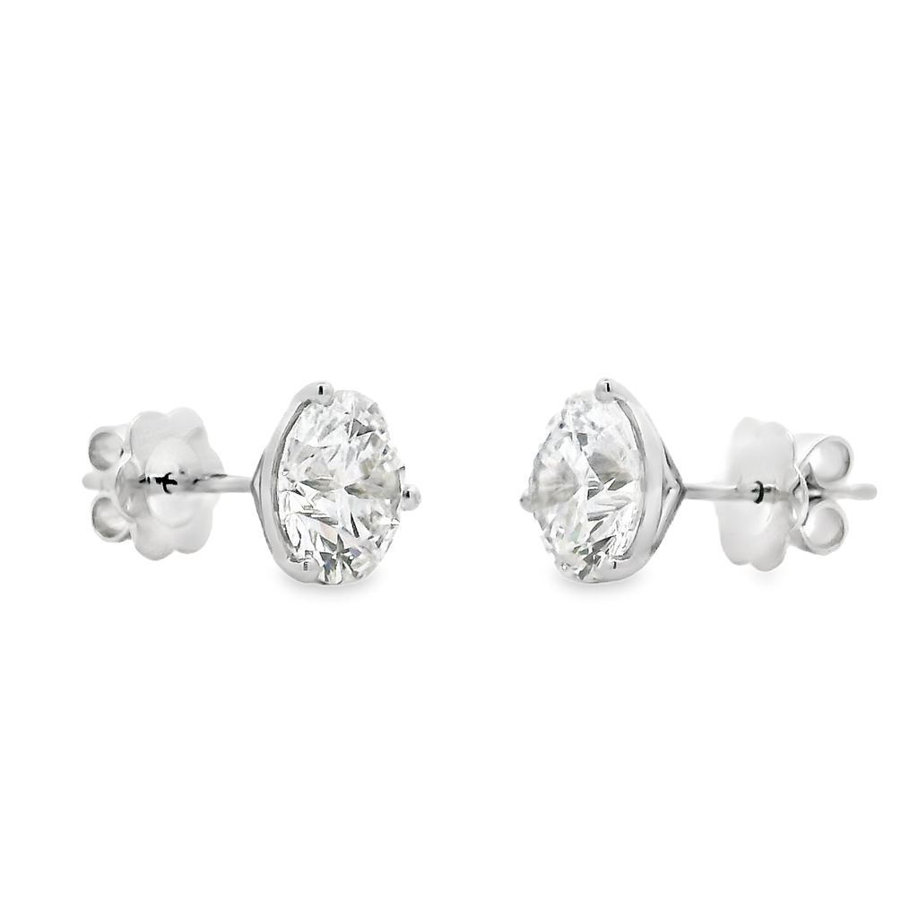 14K White Gold Round Lab Grown Diamond Stud Earrings – 4.03ctw.