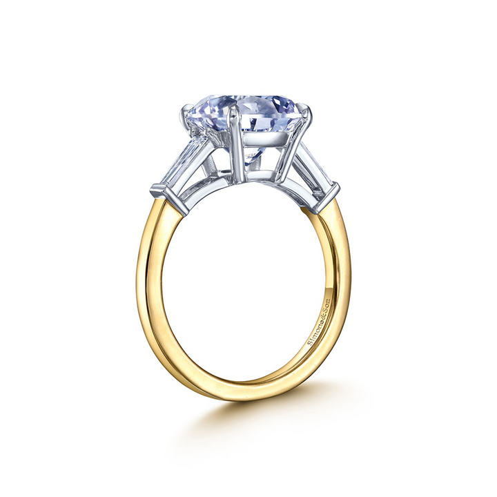 18K Yellow & White Gold Diamond 3 Stone Semi-Mount Engagement Ring - 0.40ctw.