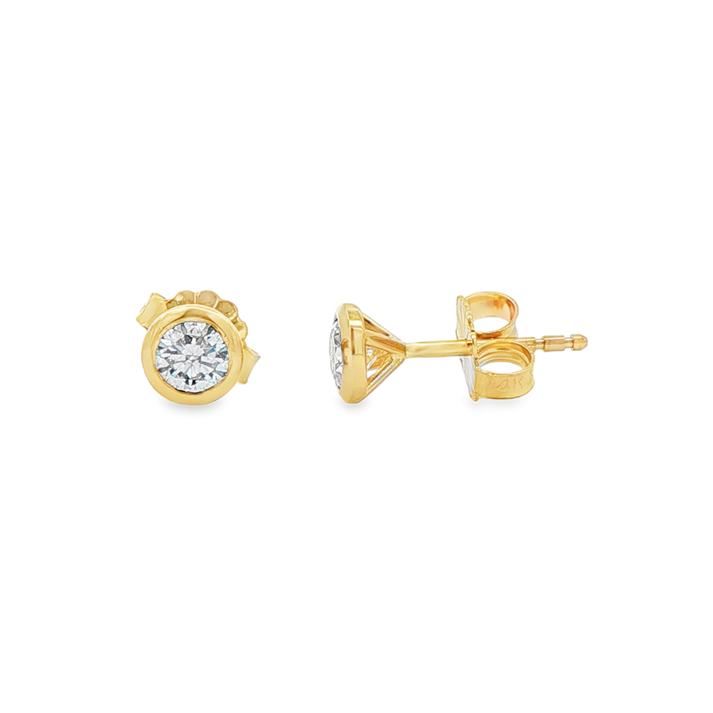 14K Yellow Gold Lab Diamond Bezel Stud Earrings – 0.52ctw.