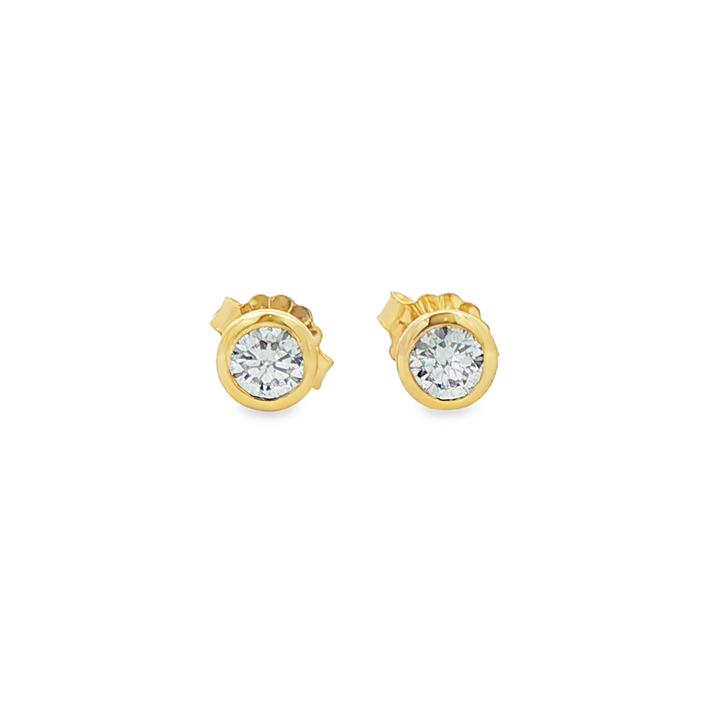 14K Yellow Gold Lab Diamond Bezel Stud Earrings – 0.52ctw.