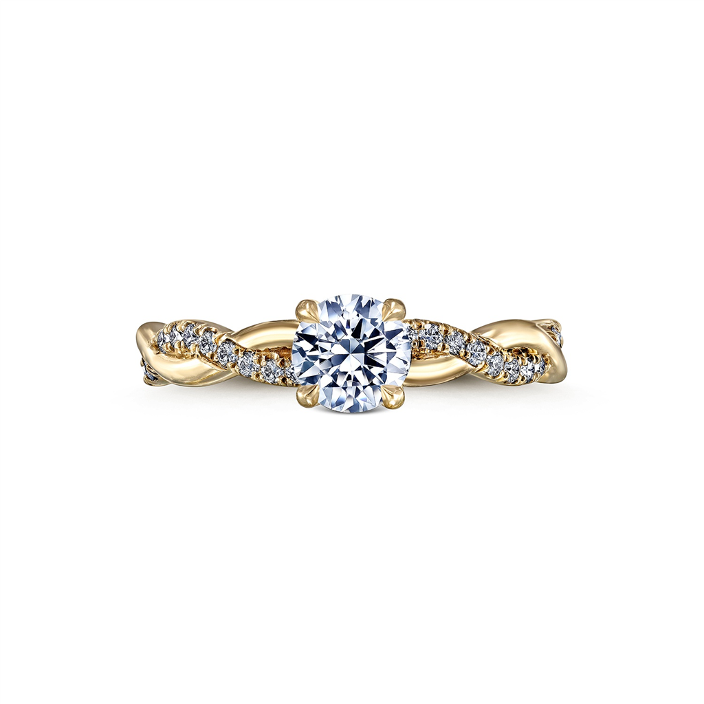 14K Yellow Gold Twist Semi-Mount Engagement Ring 0.27ctw.