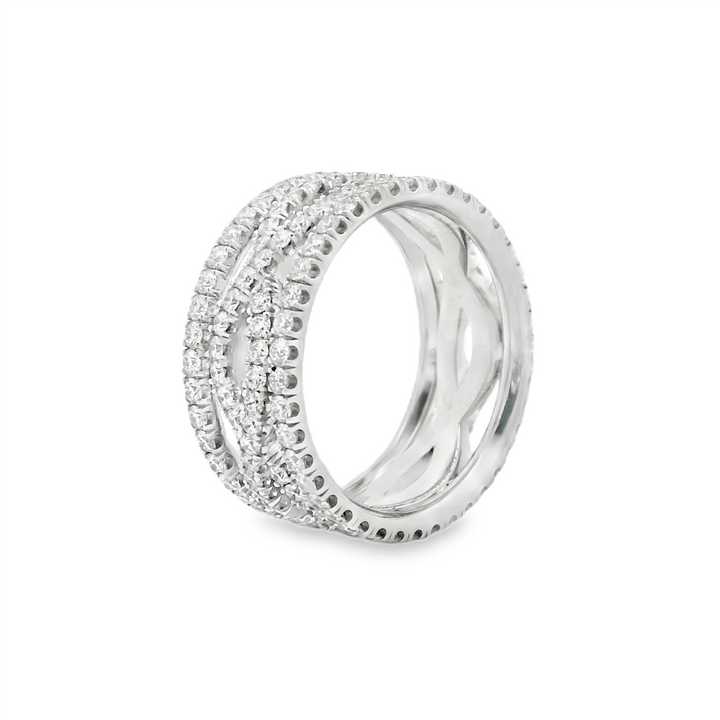 14K White Gold Twist/Straight Diamond Band – 1.76ctw.