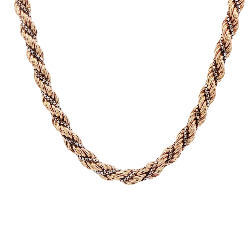 14K Yellow & White Gold Rope/Box Estate Chain – 5.7mm, 23.5", 35g