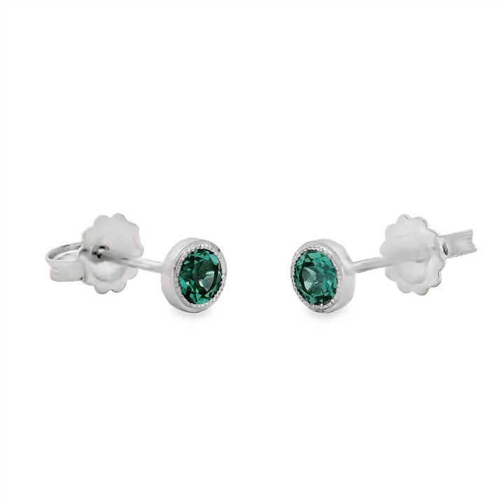 14K White Gold Lab-Grown Alexandrite Bezel Stud Earrings - 0.43ctw.