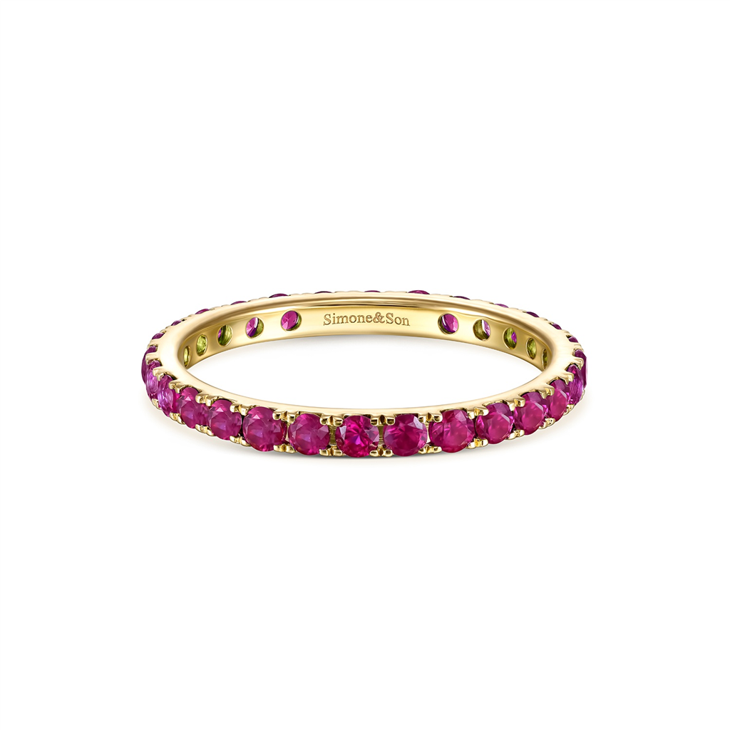 18K Yellow Gold Ruby Eternity Band – 1.08ctw.