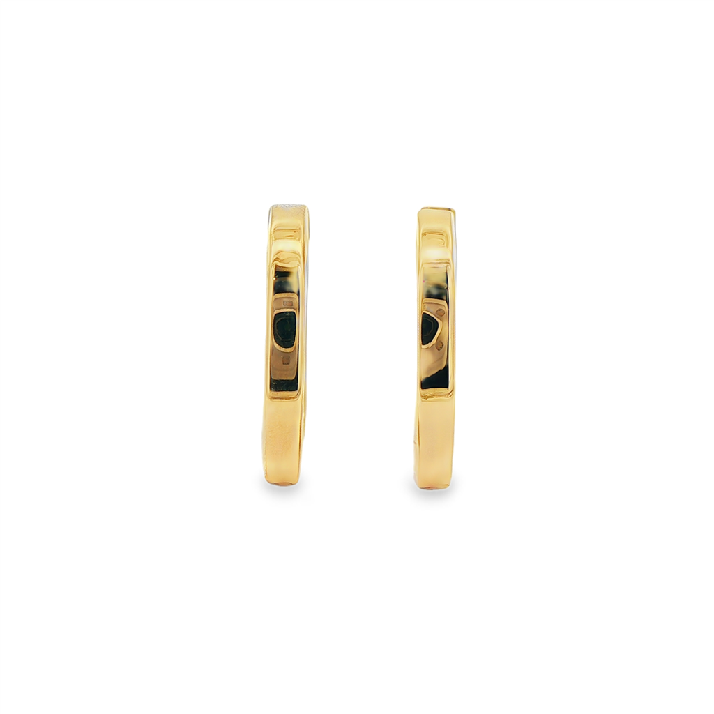 14K Yellow Gold Large Flat Square Hoop Earrings – 22.5x3mm, 3.2g