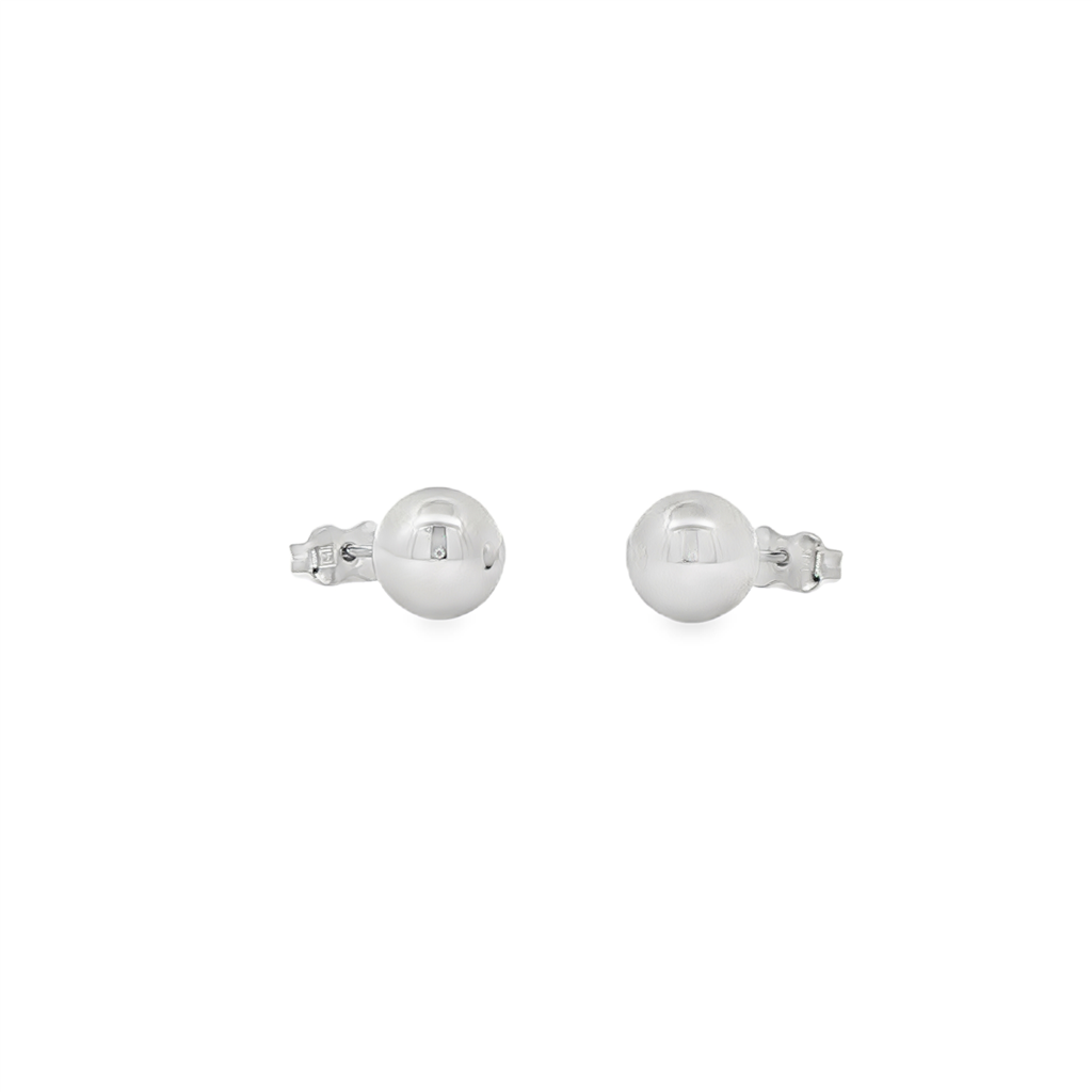 14K White Gold Light Ball Stud Earrings 8mm – 1.5g