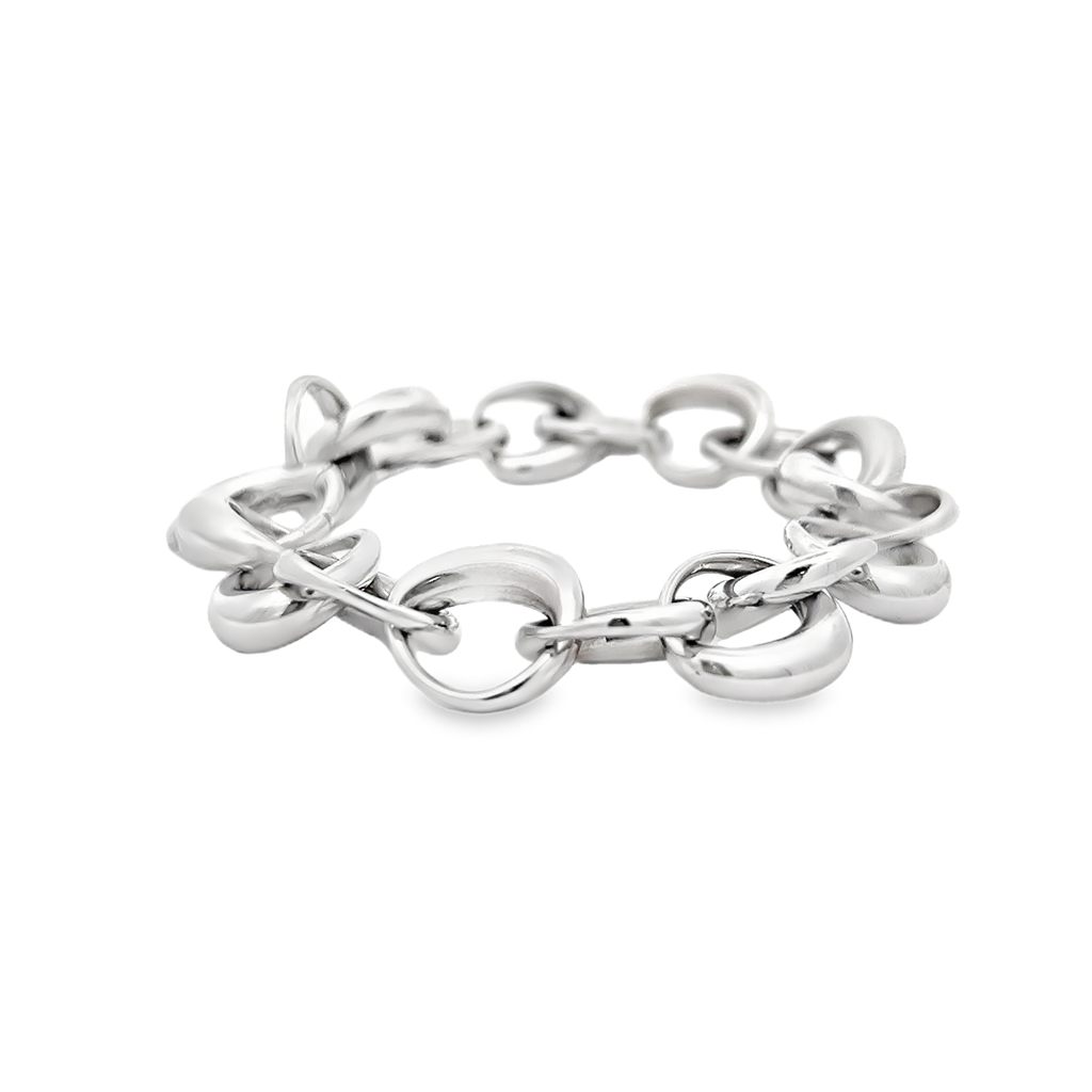 14K White Gold Hollow Bubble Bracelet – 8" – 23.3g