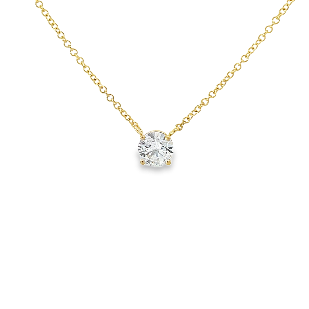 14K Yellow Gold Lab-Grown Diamond Solitaire Pendant – 0.78ct