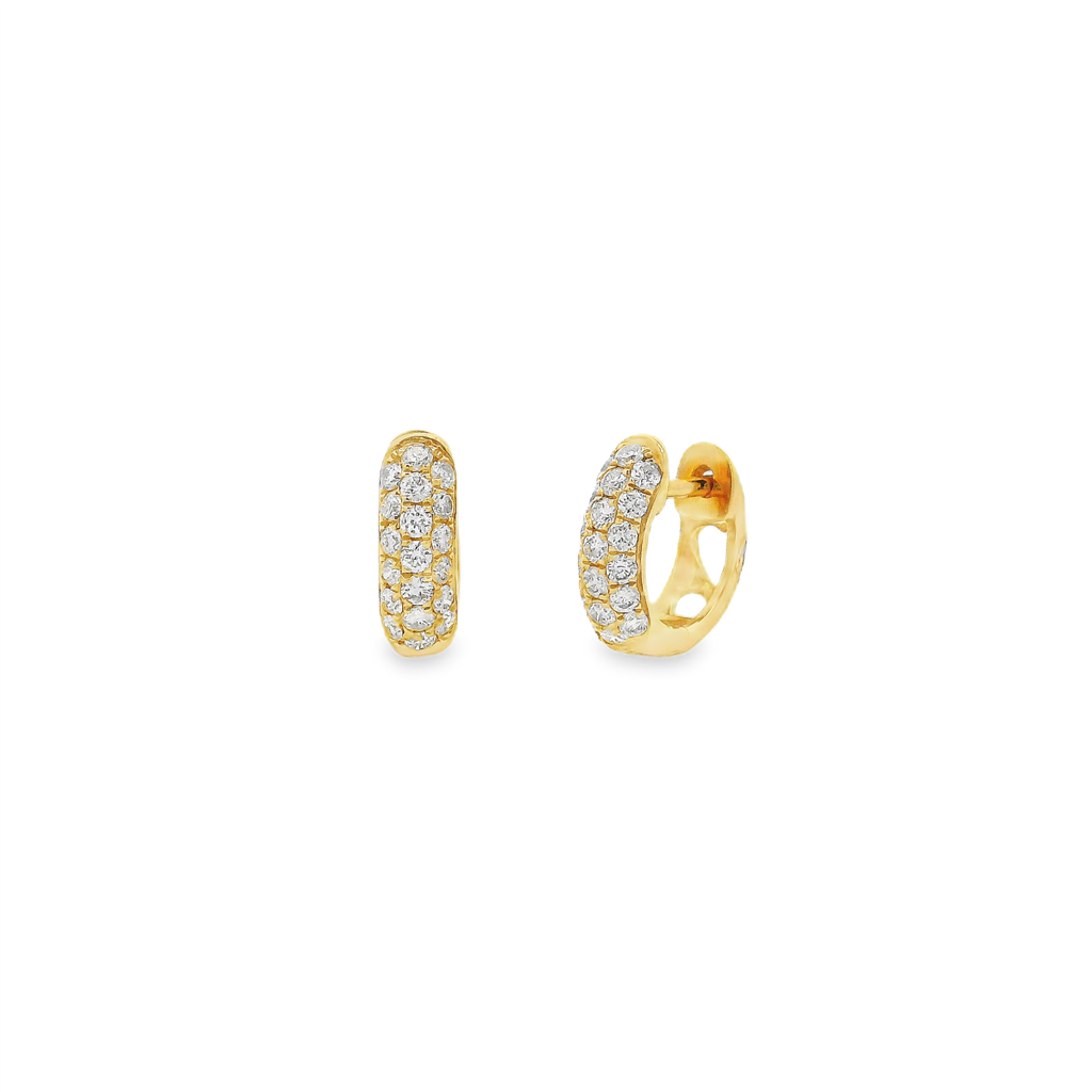 14K Yellow Gold 11x3.7mm Natural Diamond Huggie Earrings – 0.52ctw.
