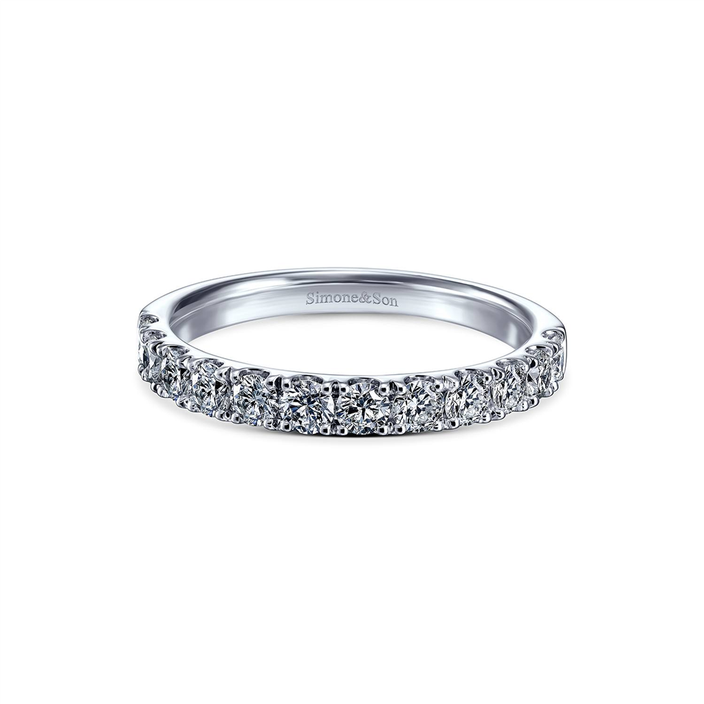 14K White Gold Diamond Wedding Band - 0.75ctw.