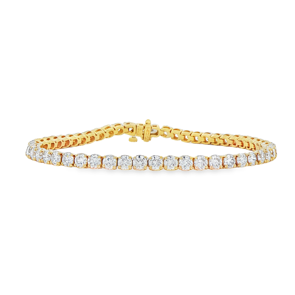 14K Yellow Gold Lab Grown Diamond 3.7mm Tennis Bracelet – 7.30ctw