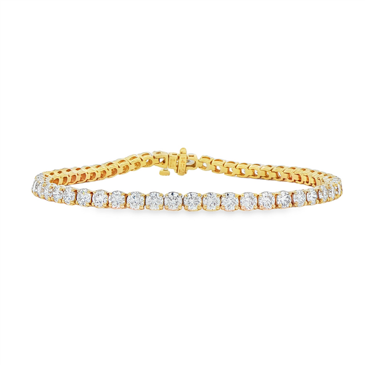 14K Yellow Gold Lab Grown Diamond 3.7mm Tennis Bracelet – 7.30ctw