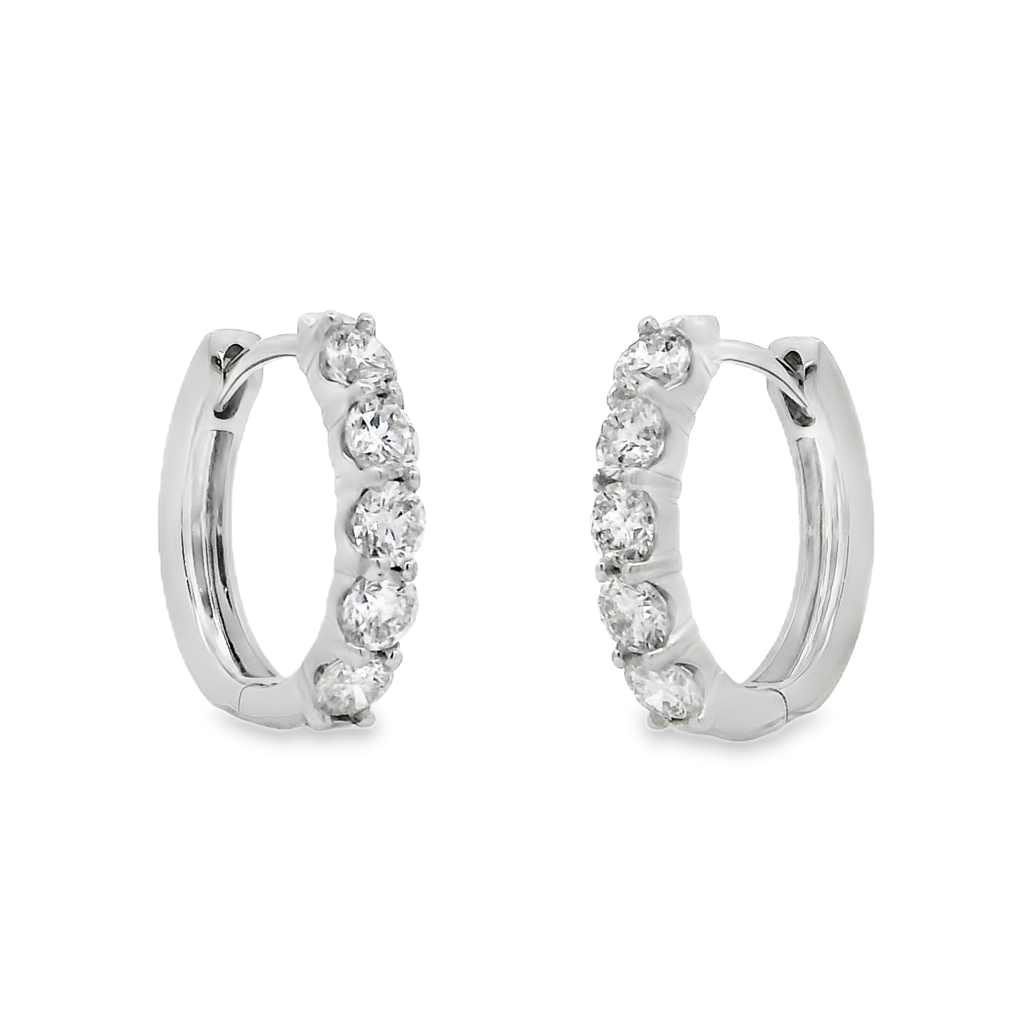 14K White Gold 16x3.1mm Natural Diamond Oval Hoop Earrings – 1.25ctw.
