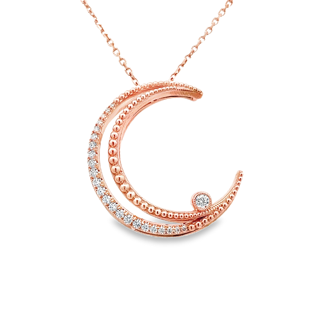 14K Rose Gold Diamond Moon Pendant – 0.29ctw.