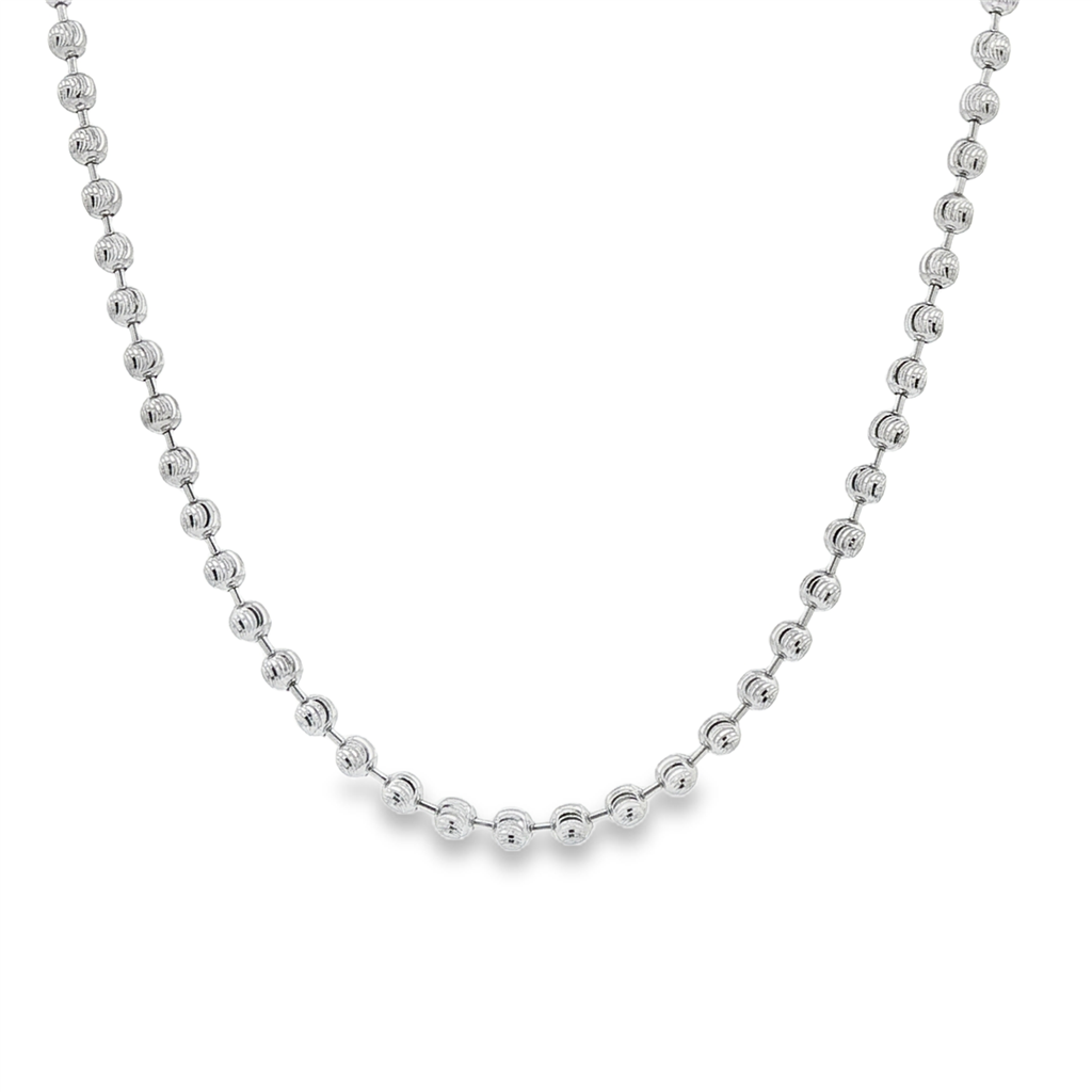 14K White Gold Diamond-Cut Mezza Luna Chain – 2.5mm, 16", 7g