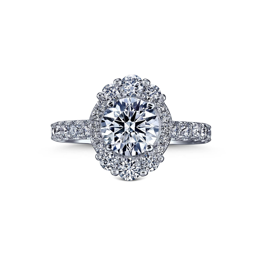 18K White Gold Ornate Semi-Mount Engagement Ring – 0.85ctw.
