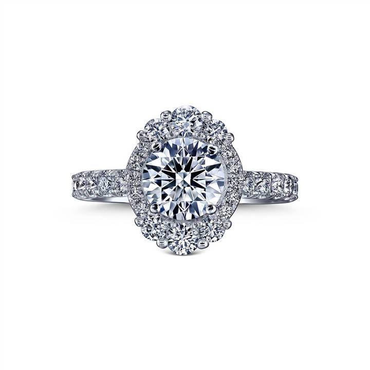 18K White Gold Ornate Semi-Mount Engagement Ring – 0.85ctw.