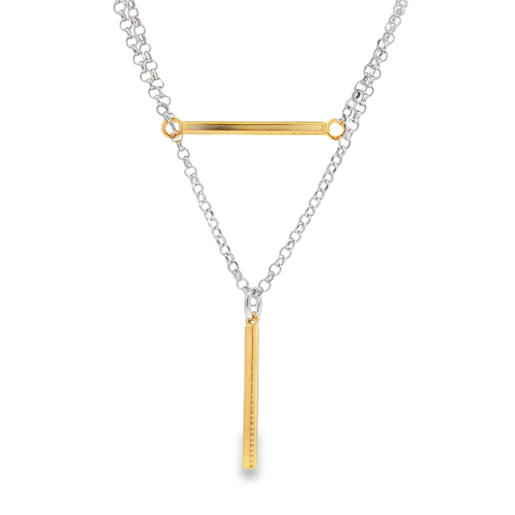 Frederic Duclos Sterling Silver & Yellow Gold-Plated Bar Non Necklace – 18–20", 7.6g