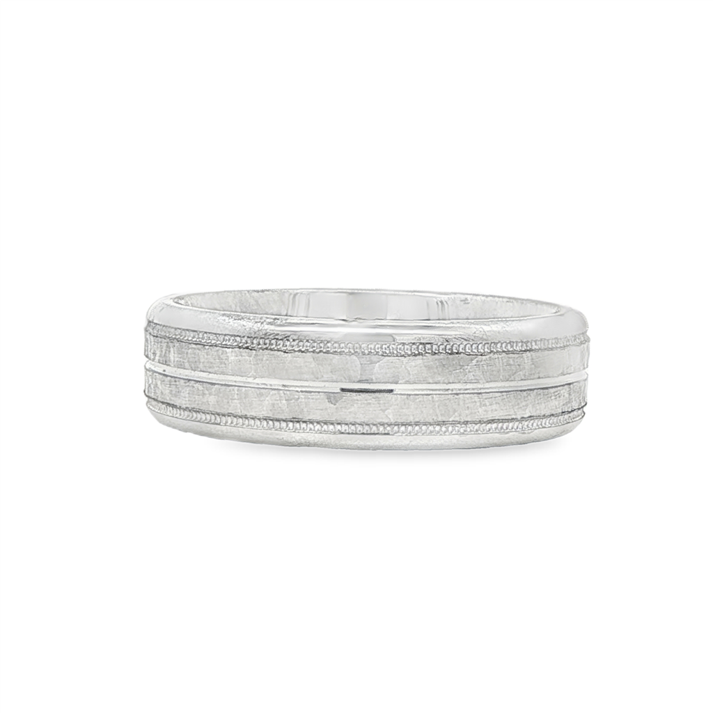 14K White Gold True Knots Men’s Band - 6.5mm