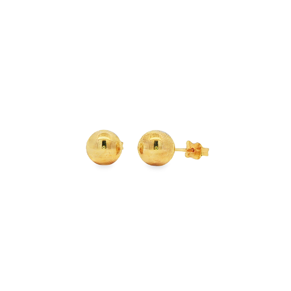 14K Yellow Gold Light Ball Stud Earrings 10mm – 1.6g