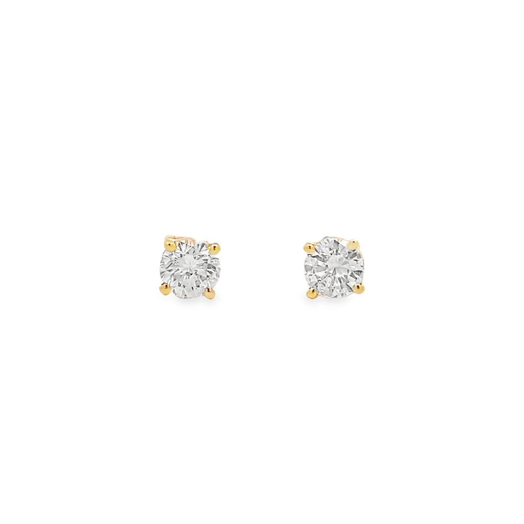 14K Yellow Gold Round Diamond Stud Earrings – 0.50ctw.
