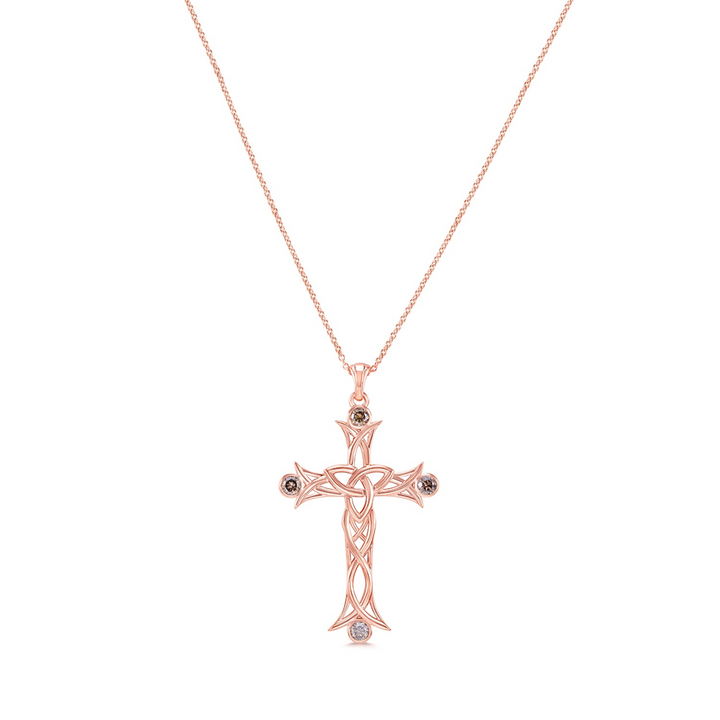 14K Rose Gold Brown Diamond Cross - 0.62ctw.