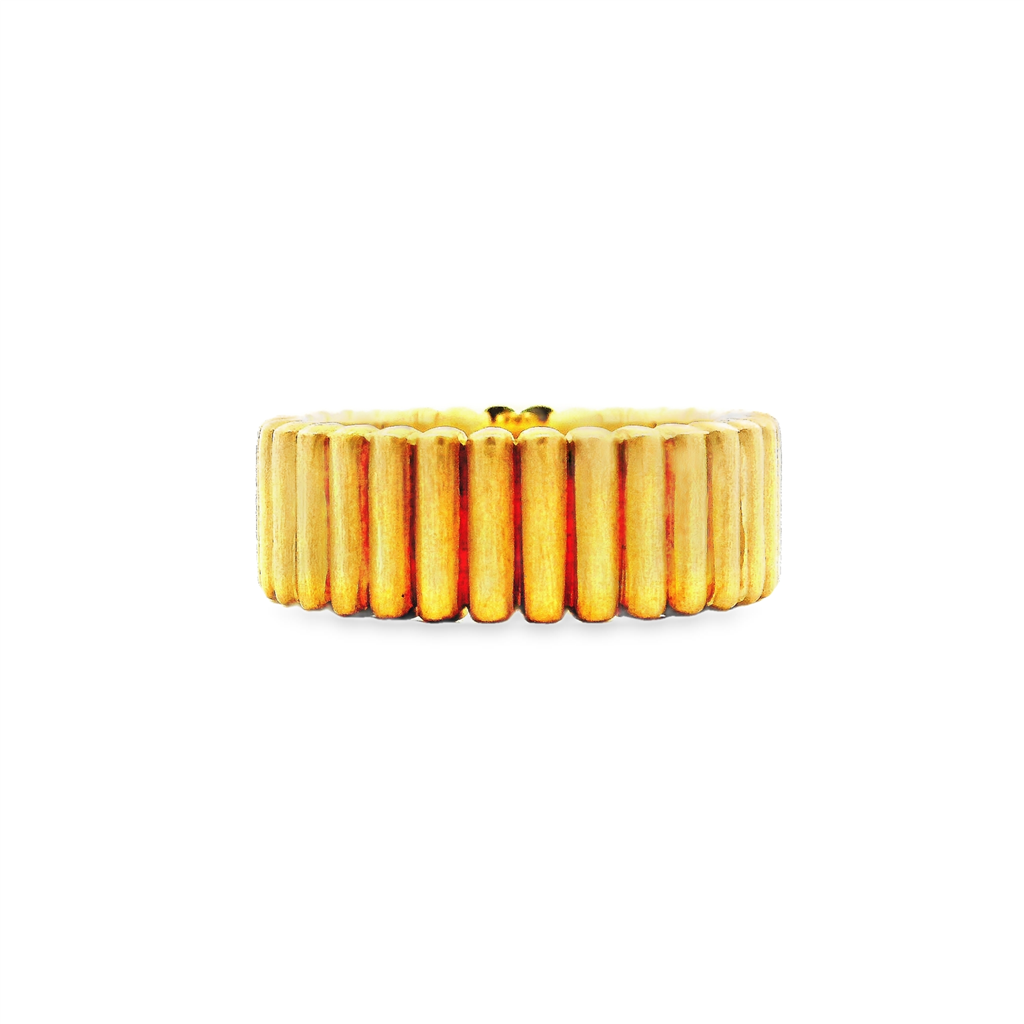 14K Yellow Gold Fluted Band – 7.35mm, Matte Finish, 10.2g