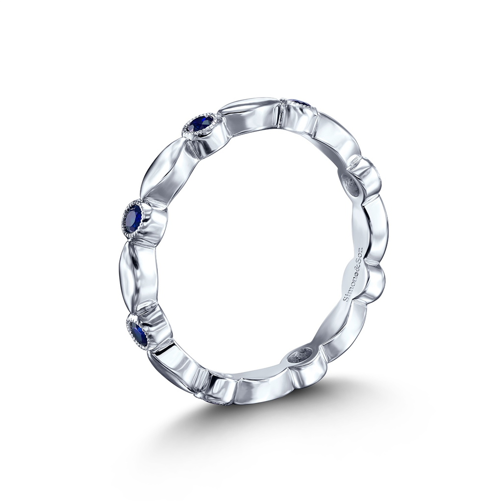 14K White Gold Sapphire Motif Wedding Band - 0.30ctw.