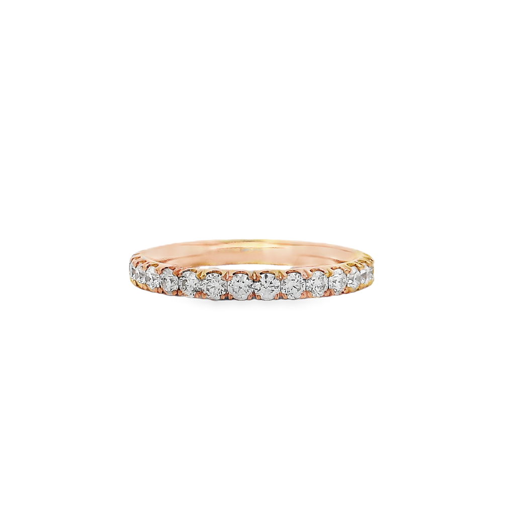 14K Rose Gold Natural Diamond Eternity Band - 1.01ctw.