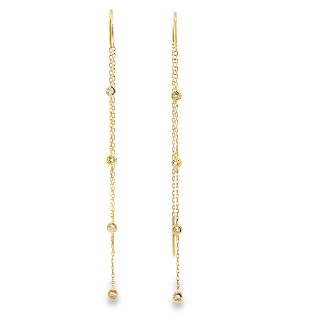 14K Yellow Gold Diamond Bezel Threader Earrings – 0.24ctw