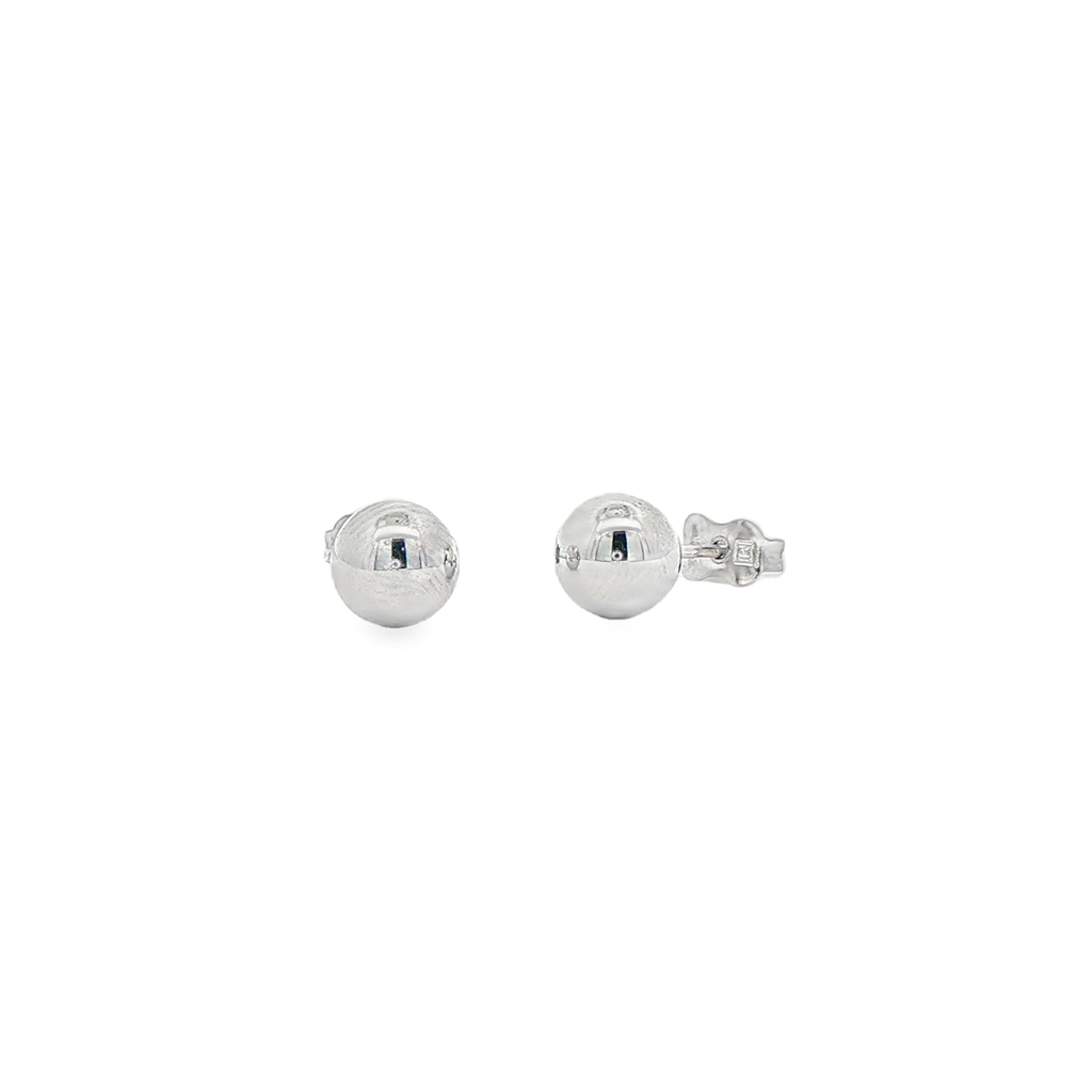14K White Gold Light Ball Stud Earrings 7mm – 1.2g