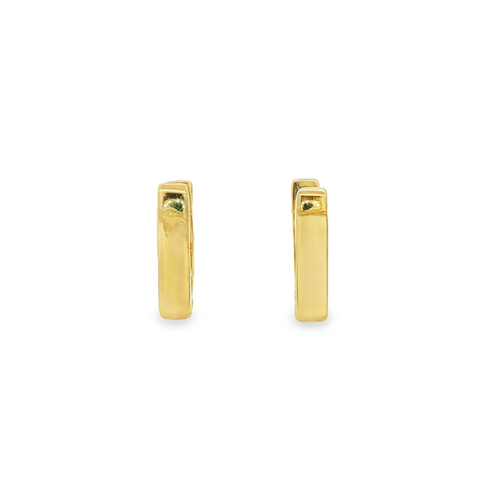 14K Yellow Gold Square Huggie Earrings 2.5x11.3mm – 1.9g
