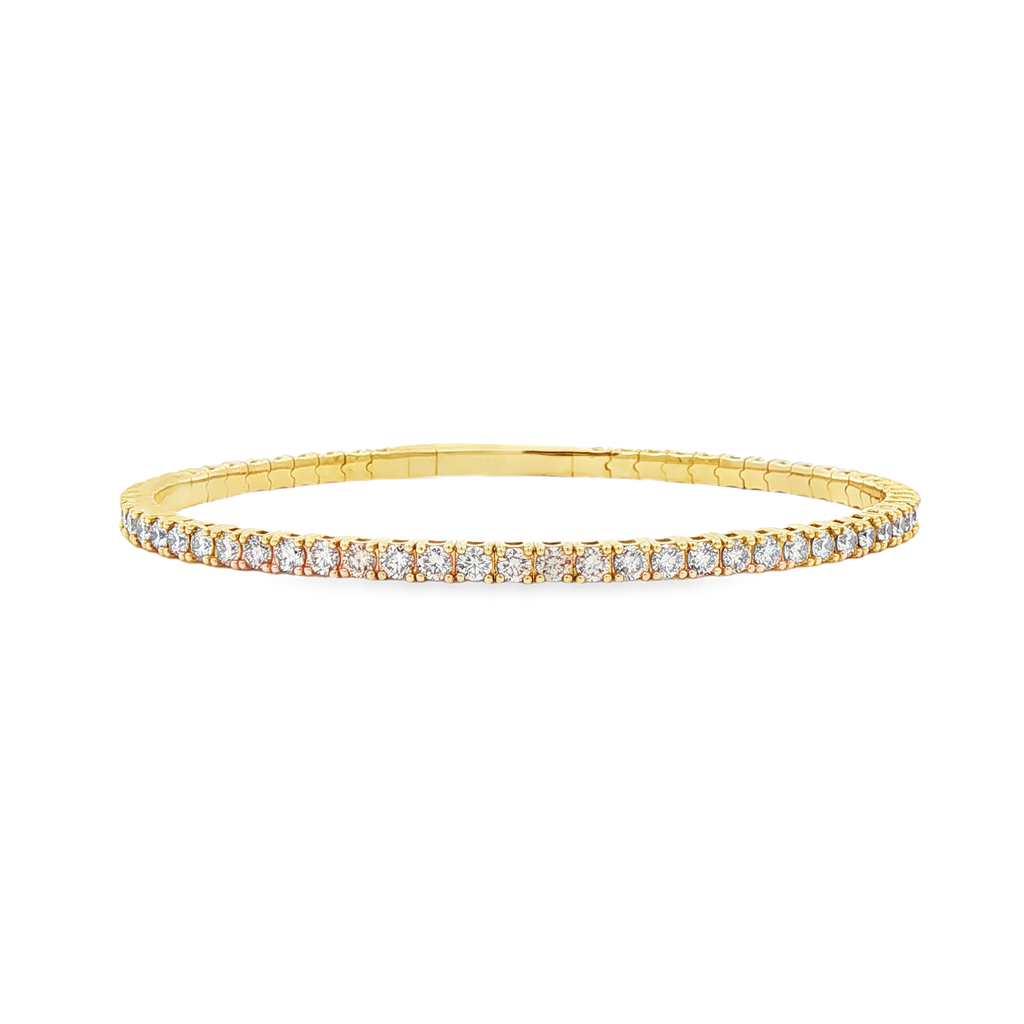 14K Yellow Diamond Flexi Bangle – 2.8mm, 3.10ctw, 8.8g