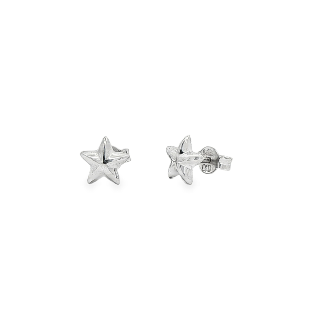 14K White Gold Star Stud Earrings – 1.2g