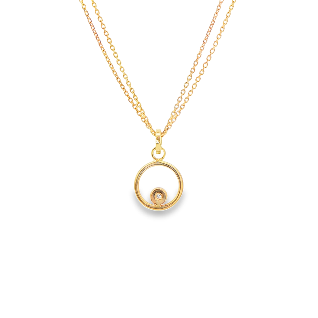 Frederic Duclos Sterling Silver & Yellow Gold-Plated Petite Cirque Necklace – 18–20", 4.3g