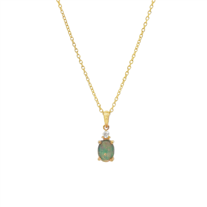 14K Yellow Gold Opal and Diamond Pendant – 0.46ctw.