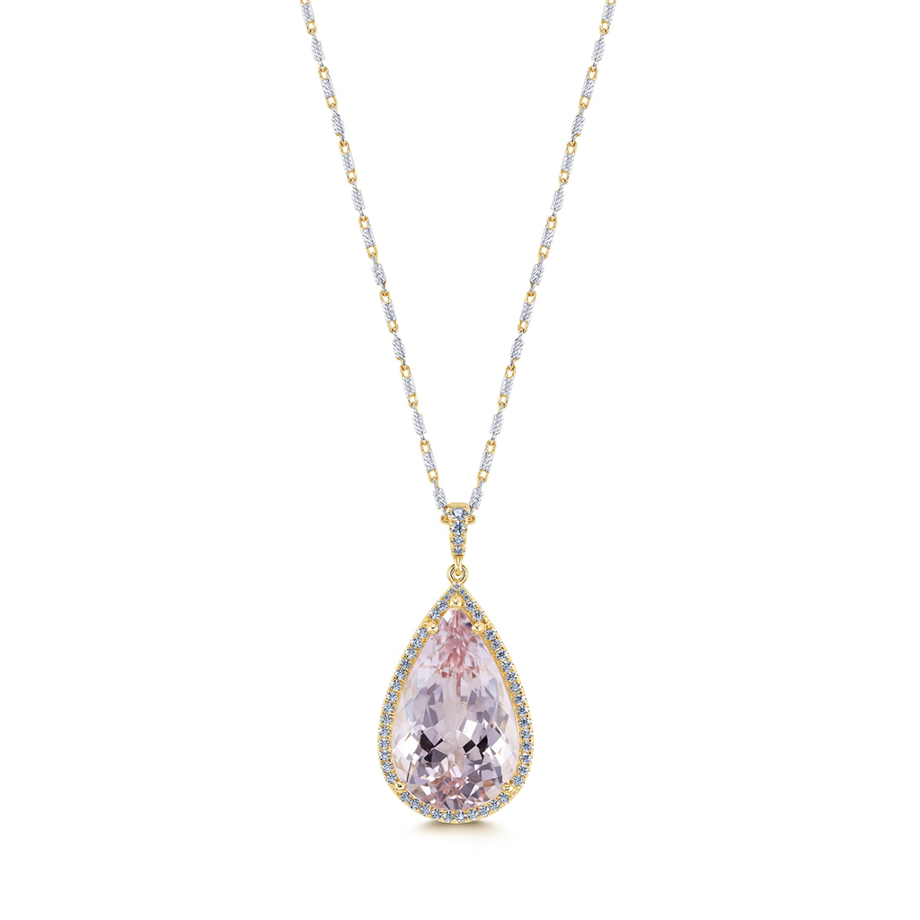 18K Yellow Gold 19.00ct Pear Shape Morganite Pendant