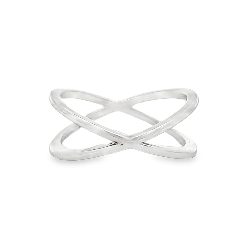 14K White Gold “X” Ring
