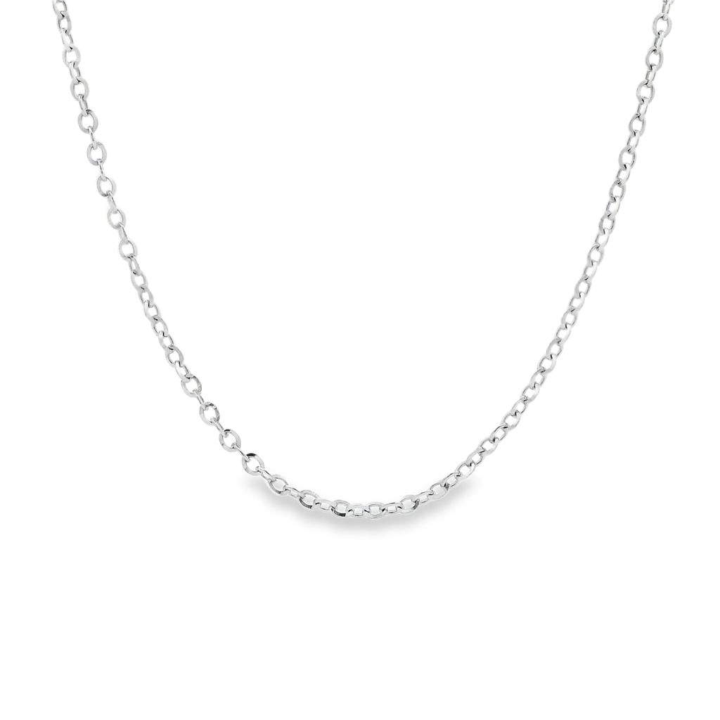 14K White Gold Diamond Cut Cable Chain 20" – 2.5g
