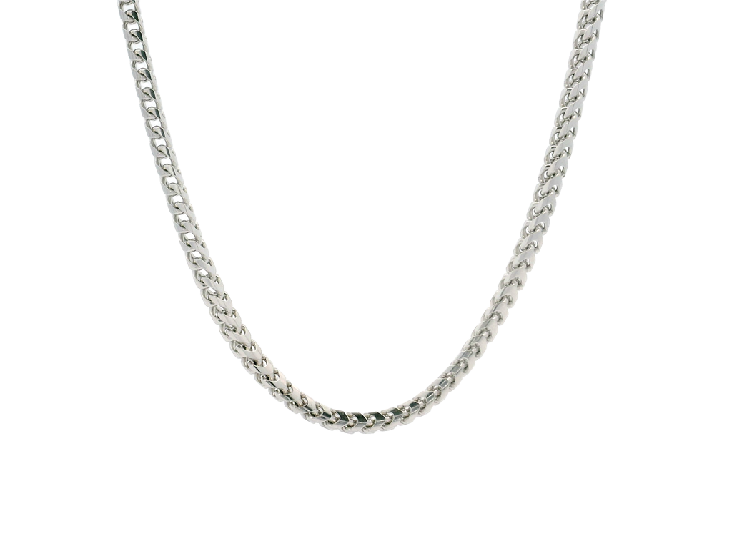 14K White Gold Polished Franco Chain 2.4mm Wide 16"