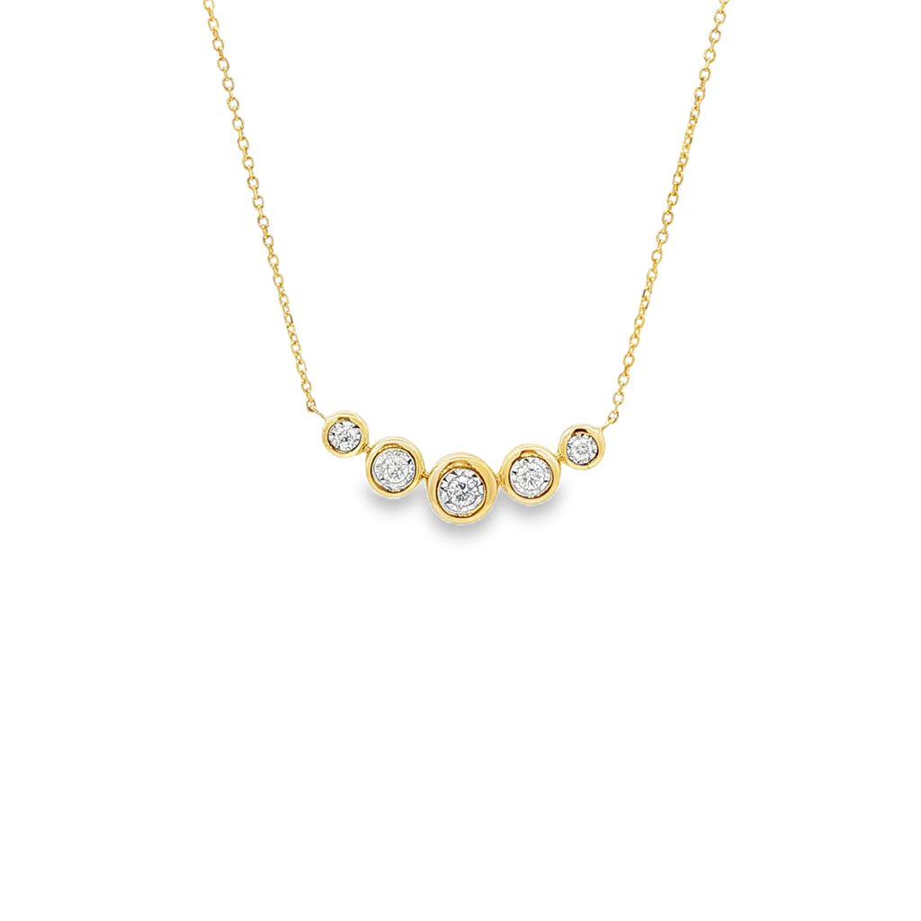 14K Yellow Gold 5-Diamond Necklace – 0.16ctw.