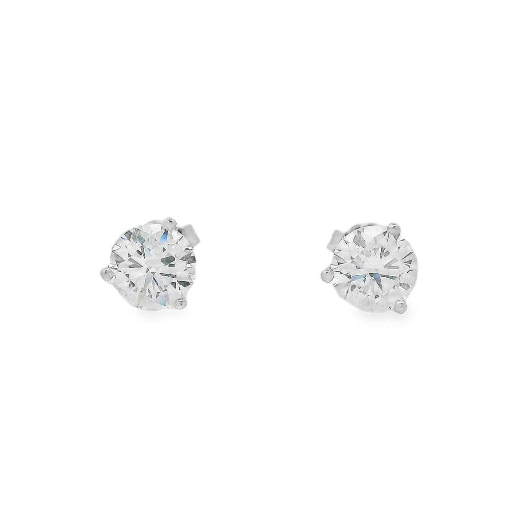 14K White Gold Round Lab Grown Diamond Stud Earrings – 2.08ctw.