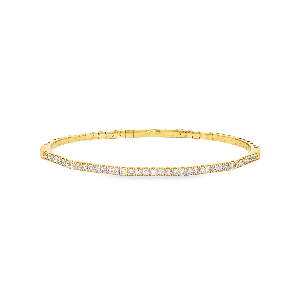 14K Yellow Geometric Diamond Flexi Bangle – 2.4mm, 0.90ctw, 7.3g