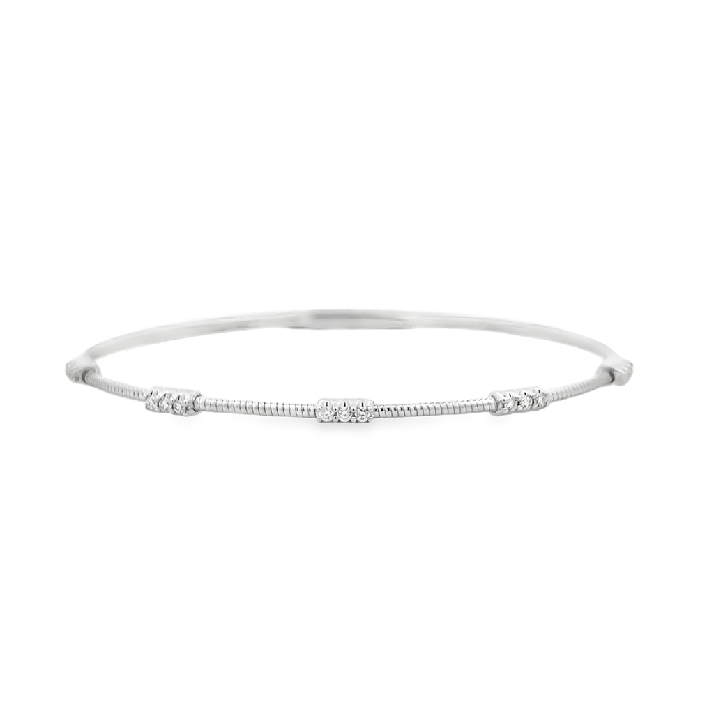 14K White Gold Twist Bar Diamond Flexi Bangle – 0.22ctw.