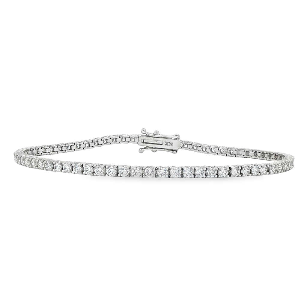14K White Gold Natural Diamond Tennis Bracelet – 3.05ctw.