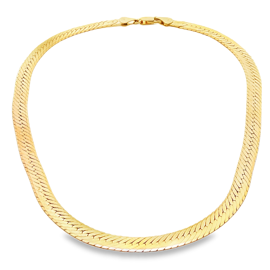 14K Yellow Gold 6.8mm Vintage Herringbone Chain – 16.25", 22.5g