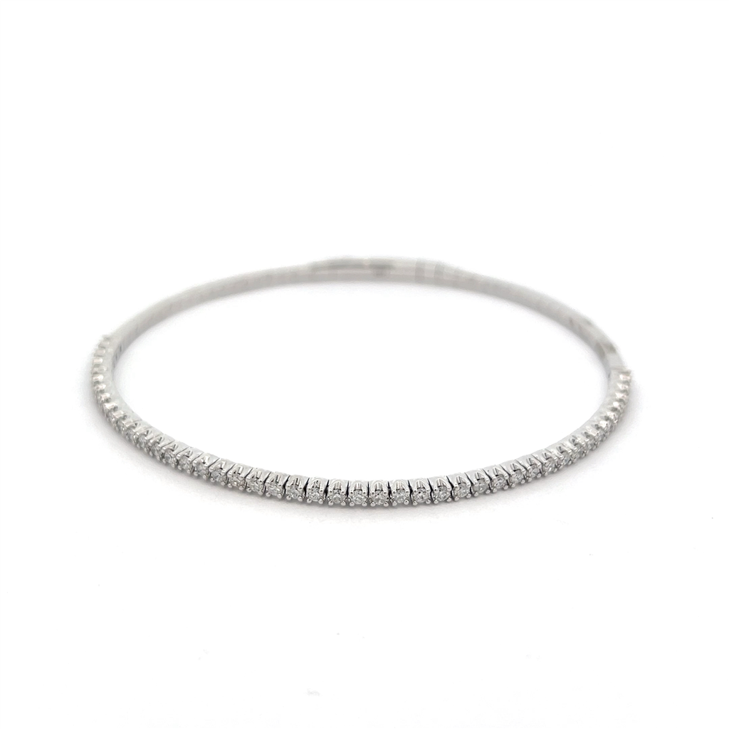 14K White Gold Diamond Flexi Bangle Bracelet - 0.75ctw.